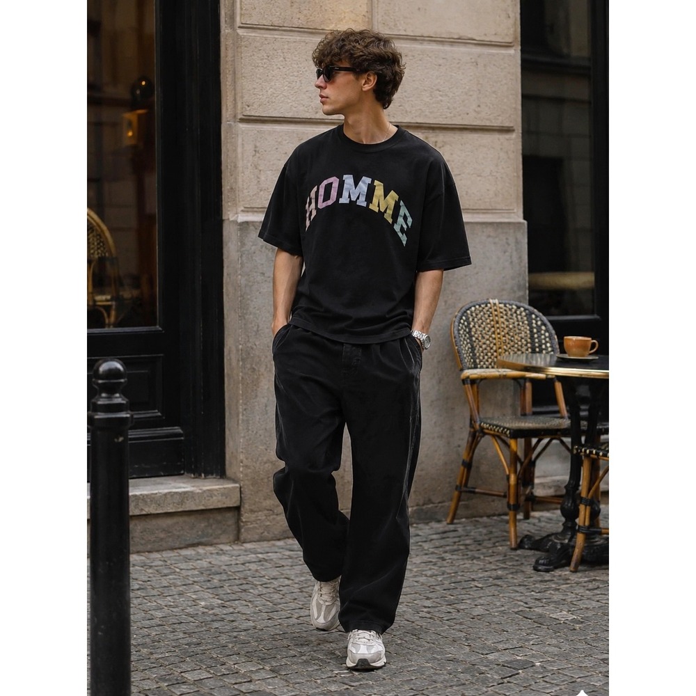 BoohooMAN‎ Homme Limited Edition Tee Mens Large Black Y2K Streetwear